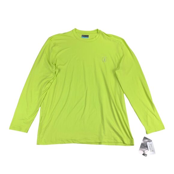 PGA Tour Mens Tour Style Performance Long Sleeve T-Shirt Lime Green L - Picture 1 of 4